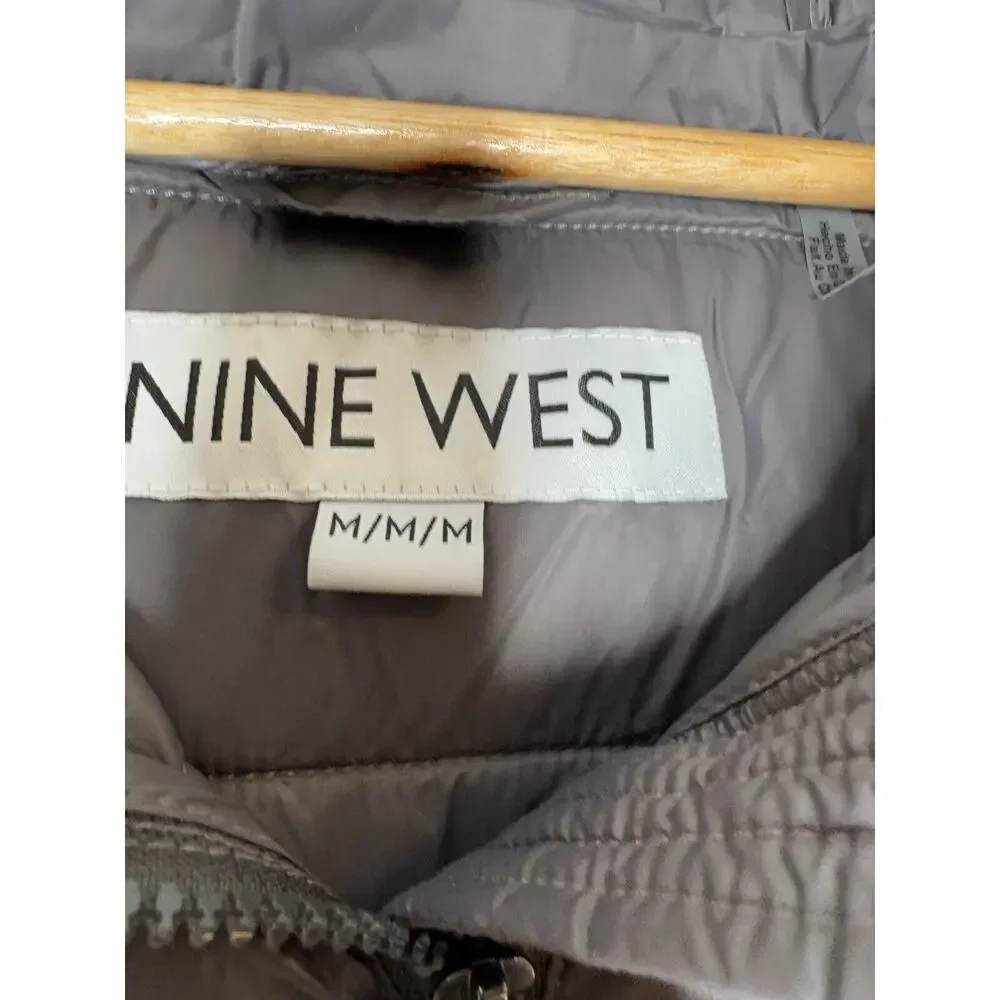 NINE WEST WOMENS HOOD PUFFER COAT NYLON QUILTED WATER/WIND RESIST PARKA JACKET M - Picture 4 of 7